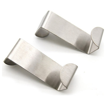 Stainless Steel Over the Cabinet Door Hooks, Set of 2, Silver