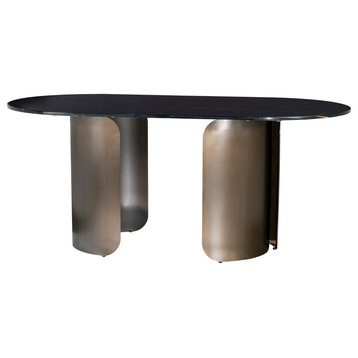 Nolan Marble Top Bronze Dining Table for 8
