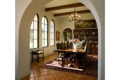 Inspiration for a mediterranean dining room remodel in Santa Barbara