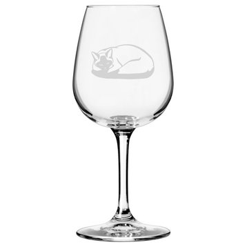 Traditional Siamese, Laying Down Cat All Purpose 12.75oz. Libbey Wine Glass