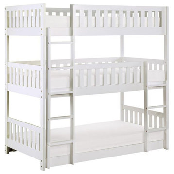 Lexicon Galen Transitional Wood Triple Twin Bunk Bed in White
