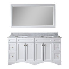Talisa 72" Double Vanity, White, Marble Top, Square Sink, Mirror