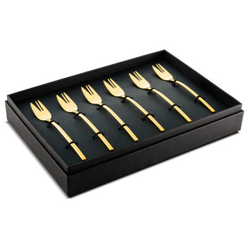 Due Ice Gold Cake Fork Set 6-Piece Set
