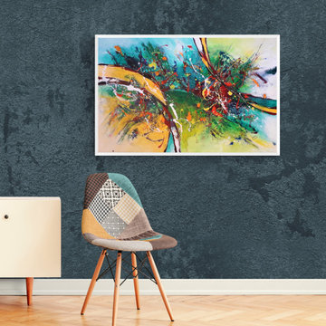 A dandelion bloomed, original acrylic painting, wall art