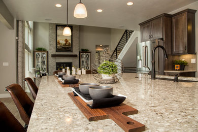 Example of a transitional kitchen design in Denver