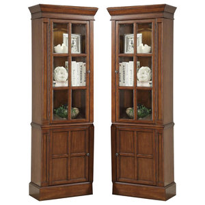 Nema Traditional Corner Curio Cabinet Dark Cherry Traditional
