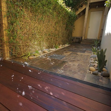 Outdoor ipe and slate walkway