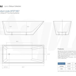 SPEC Aqua OBLIQUO 67" Free Standing Bathtub w/ cUPC Approval - Bathtubs