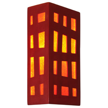 A19 RE110 Grid 1 Light Wall Washer Sconce - Matador Red and Fire