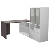 Lindsay Multi Functional L Shaped Executive Hutch Desk w Storage