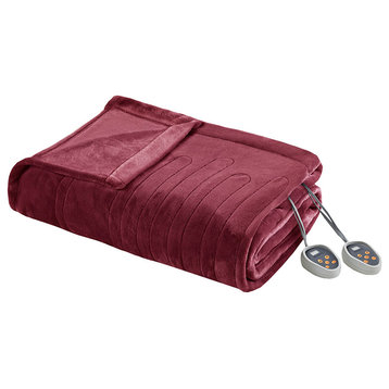 Beautyrest Heated Plush Blanket, Red