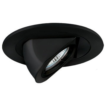 4" Low Voltage Dropped Dish Shower Trim With Frosted Opal White Glass, Black