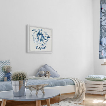"Magical Blue Unicorn" Framed Painting Print