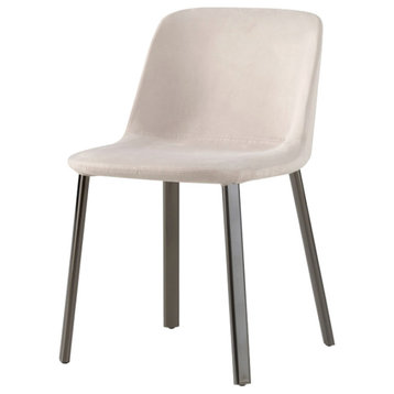 Esse Side Chair Upholstered With Beige Fabric and Titanium Legs