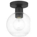 Livex Lighting - Downtown 1 Light Black Sphere Semi-Flush - Bring a refined lighting style to your interior with this downtown collection single light semi flush. Shown in a black finish with clear sphere glass.