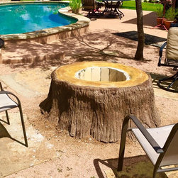 Tree Trunk Concrete Fire Pit with Fire Bricks - Fire Pits