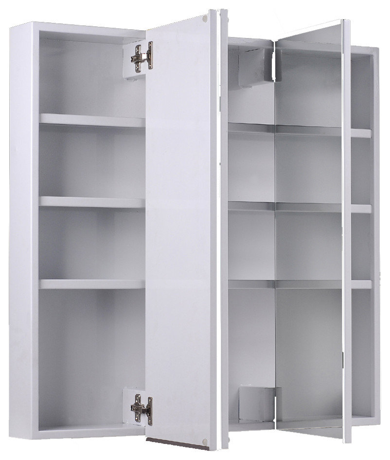 Tri-View Medicine Cabinet, 30"x36", Beveled Edge, Surface Mounted