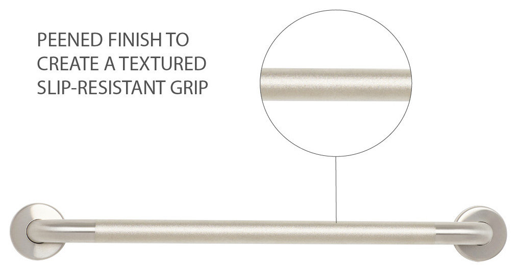12" Stainless Steel Wall Mount Peened Bathroom Shower Grab Bar with Satin Ends