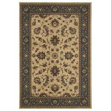 Aiden Traditional Vintage Inspired Ivory/Blue Rug, 10' x 12'7"