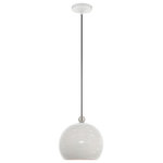 Livex Lighting - Livex Lighting 49100-03 Dublin - 11" One Light Pendant - Canopy Included: Yes  Shade IncDublin 11" One Light White/Brushed NickelUL: Suitable for damp locations Energy Star Qualified: n/a ADA Certified: n/a  *Number of Lights: Lamp: 1-*Wattage:60w Medium Base bulb(s) *Bulb Included:No *Bulb Type:Medium Base *Finish Type:White/Brushed Nickel