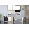 Height Adjustable L-Desk with Dual Monitor Arm in White and Black