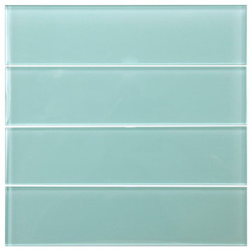3x12 Light Turquoise Blue Subway Glass Tile, Aqua Green