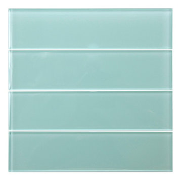 3x12 Light Turquoise Blue Subway Glass Tile, Aqua Green