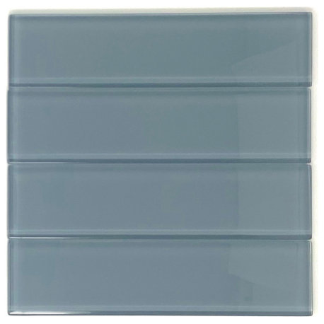 2" X 8" Ocean Blue Glass Subway Tile - Rainbow Series