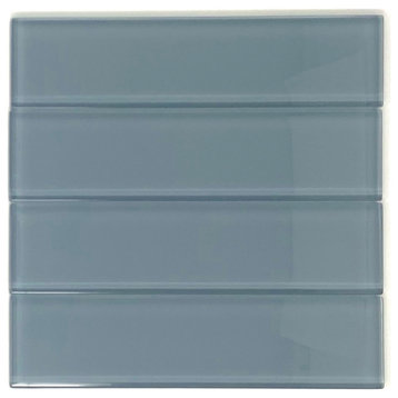 2" X 8" Ocean Blue Glass Subway Tile - Rainbow Series