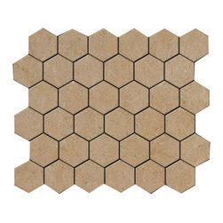 Crema Marfil Marble 2" Hexagon Mosaic Tile Polished - Home Accessories & Decor