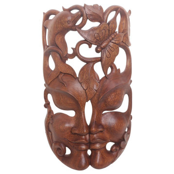 Novica Natures Twin Wood Wall Mask