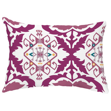 Bombay Medallion 14"x20" Decorative Abstract Outdoor Throw Pillow, Purple
