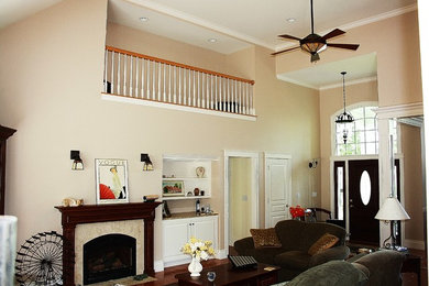 Example of a trendy living room design in Portland Maine
