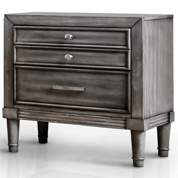 Furniture of America Cartagena Solid Wood 3-Drawer Nightstand in Gray