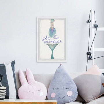 "Let's Be Green Mermaids Tail" Framed Painting Print