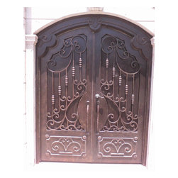 San Miguel Arch Top Wrought Iron Double Door - Front Doors