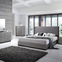 Modern Fabric  Wood Grey Bedroom Collection