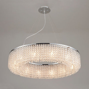 Round Gold/Chrome Simple LED Crystal Chandelier For Living Room, Bedroom, Dia39.4"