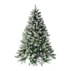 7' Flocked Angel Pine With Pine Cones Artificial Christmas Tree, Unlit