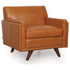 Milo Mid-Century Full Leather Chair, Tan