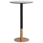 Home Living - Roxie 23" Pub Table, Black - This pub table makes a nice addition to your home. This pub table provides additional dining space in your kitchen. Features a matte brass base that is accented with black metal stand and a faux marble top. The table top is 23.5 inch wide making it big enough for two but still small enough to use the space economically.