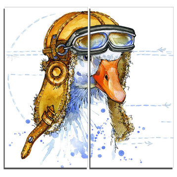 "Funny Goose Aviator Hat" Animal Canvas Artwork