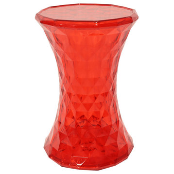 Leisuremod Modern Clio Side Table, Transparent Red