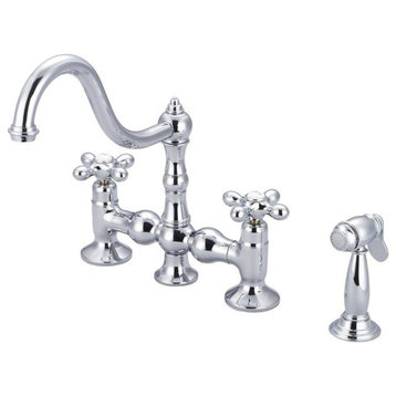 Bridge Style Kitchen Faucet With Side Spray To Match, Hand Polished, Richly Trip