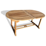 Windsor Teak Furniture - Grade A Teak, Buckingham Oval Double Leaf Extension Table, 108" - Food, drinks, family and friends &mdash; now all you need is an outdoor table for your soiree. Meet the Grade A Teak Outdoor Extension Table. Crafted from kiln-dried sustainable teak using mortise and tenon joints, this table offers ample seating without sacrificing durability. The double-butterfly leaf design allows for hassle-free extension for a table that accommodates up to 12 guests.