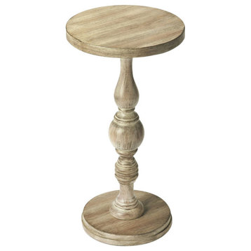 Side Table Pedestal Base Driftwood Distressed Rubberwood Cherry