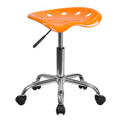 Green Plastic Stool, Orange Yellow