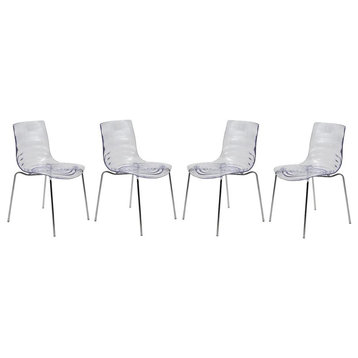 Leisuremod Astor Water Ripple Design Dining Chair Set Of 4 Ac20Cl4