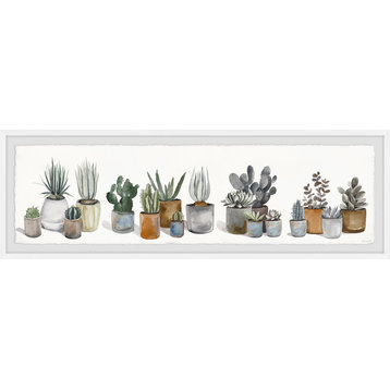 "Cactus and Succulent Array" Framed Painting Print, 45x15