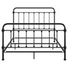 Solid Bed Frame, Spindle Accent Metal Construction, Antique Black, Queen